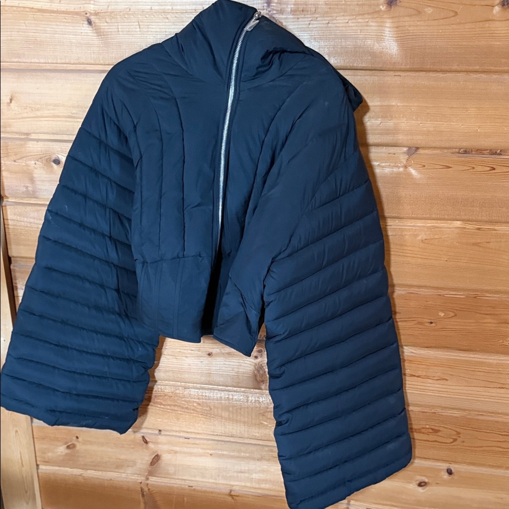 Black Quilted Puffer Jacket with  Zipper
